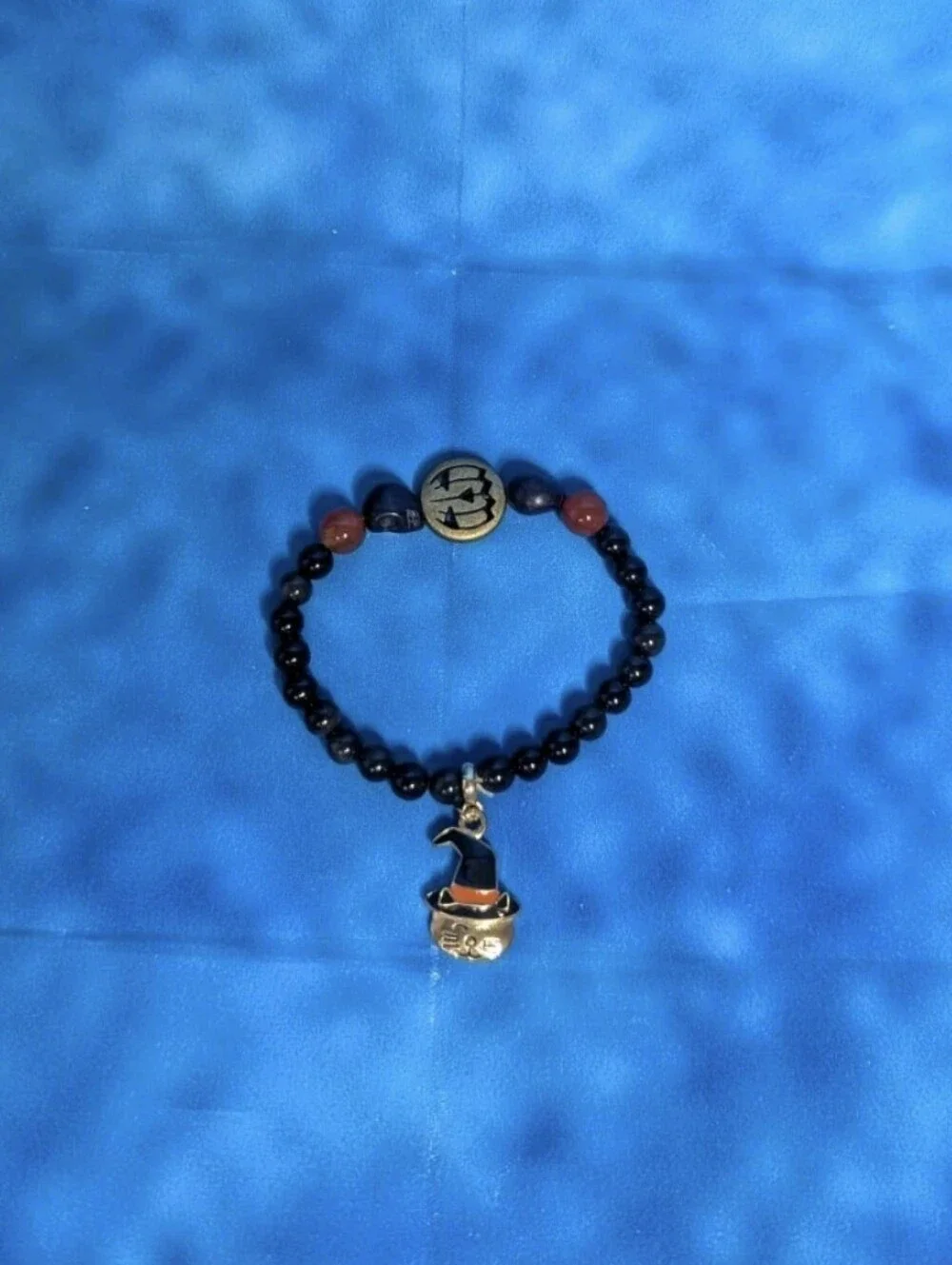 Halloween Themed Handmade Beaded Elastic Bracelet Lot Of 3